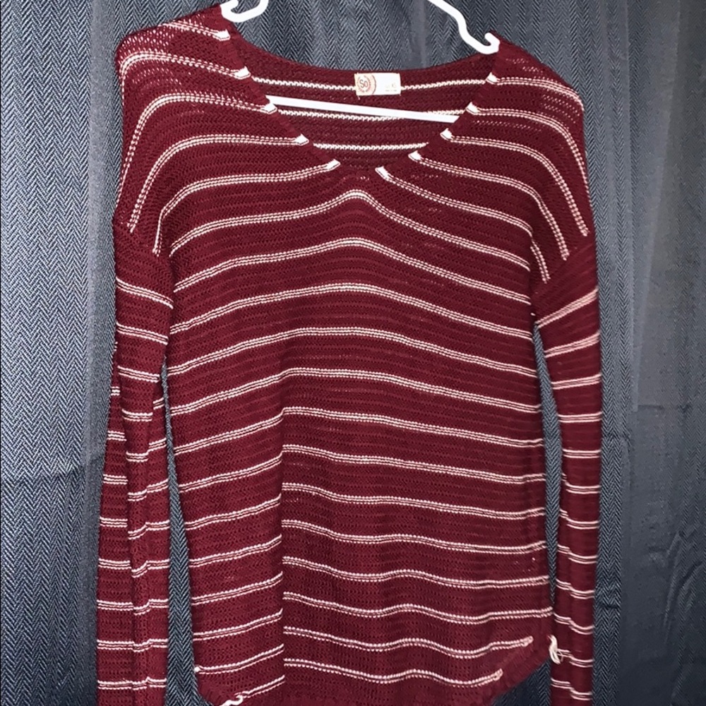 Sweater stripes soft burgundy white